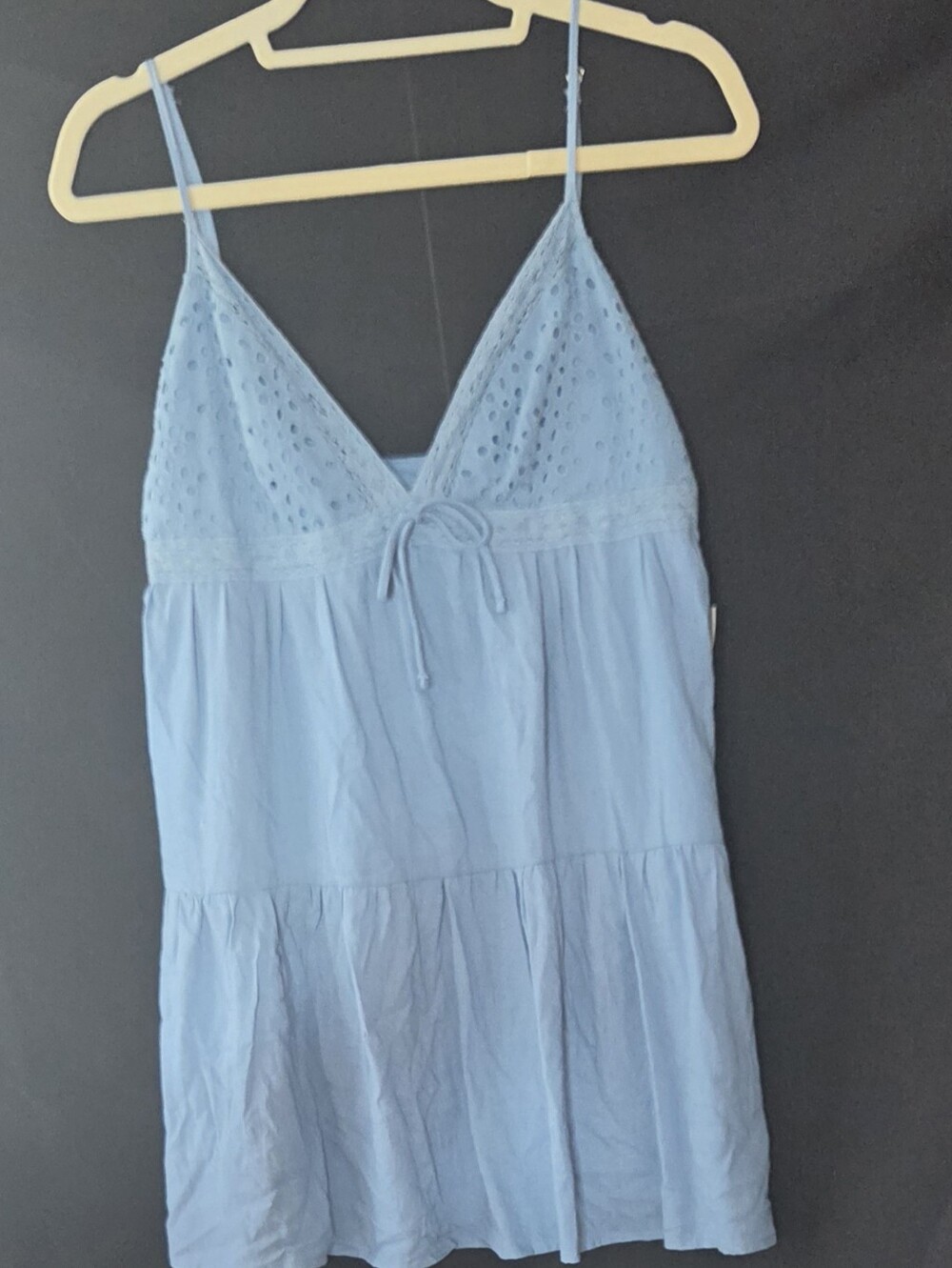 NWT PacSun Light Blue Eyelet Babydoll Mini Dress Size L